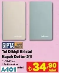 GIPTA TEK DİKİŞLİ BRİSTOL KAPAK DEFTER 2'Lİ